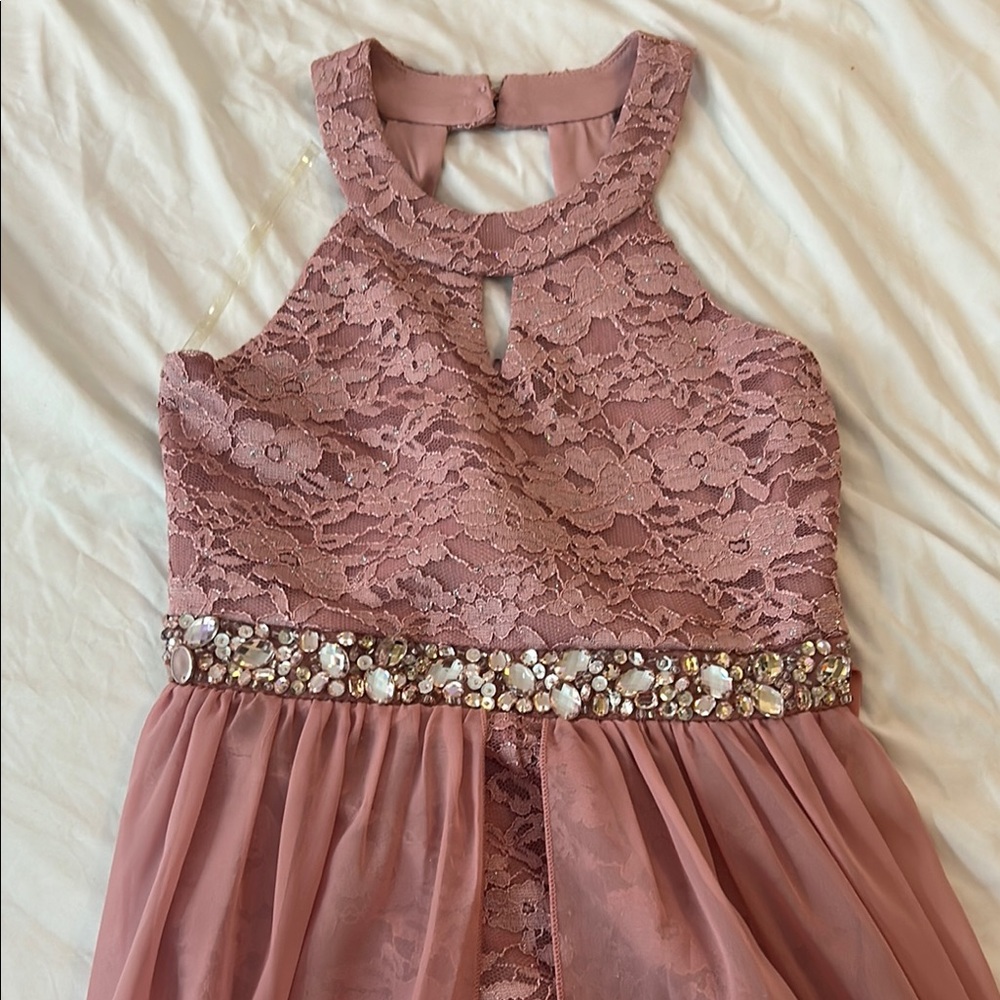 Speechless Pink Embellished Backless Halter Dress